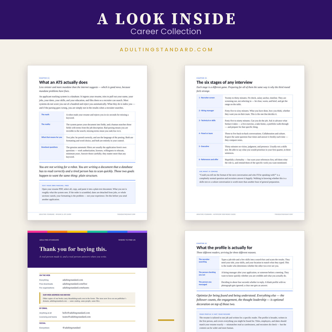 Career Collection — a look inside — sample pages