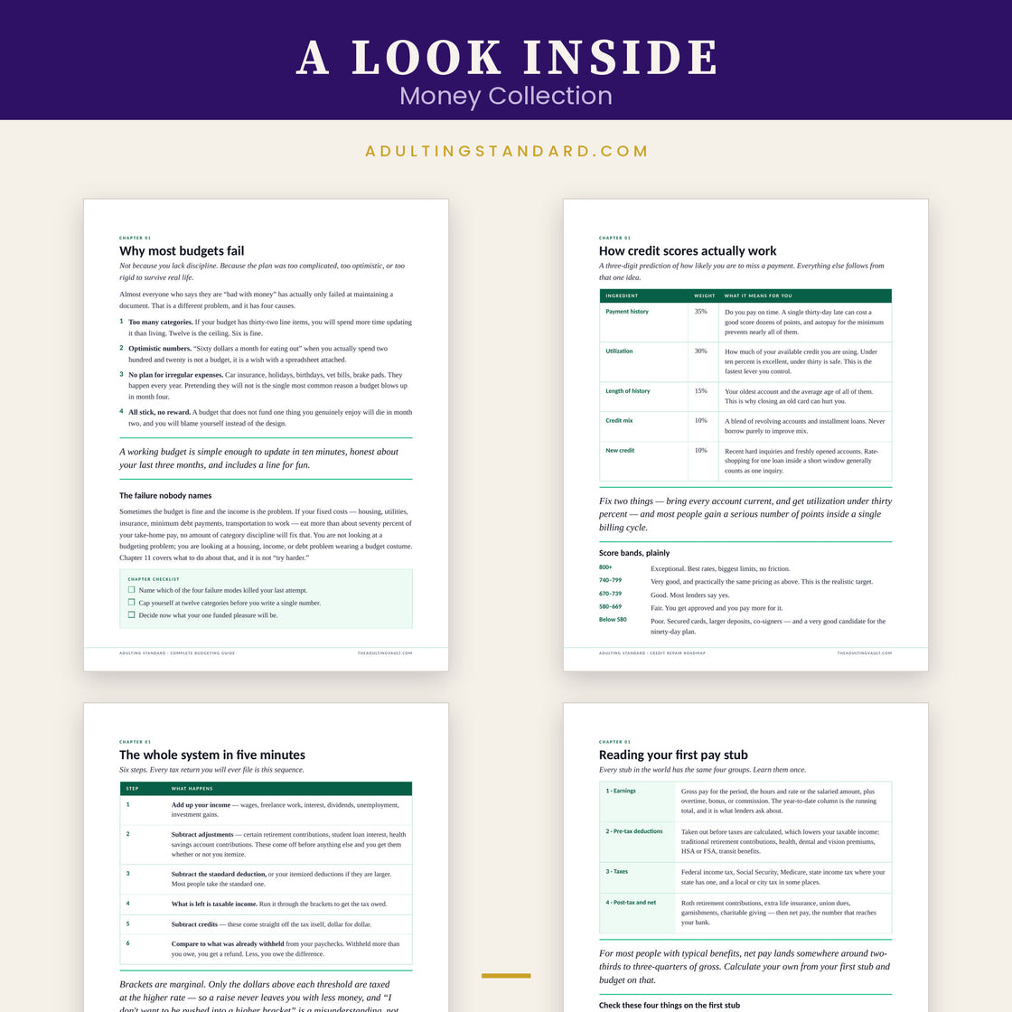 Money Collection — a look inside — sample pages