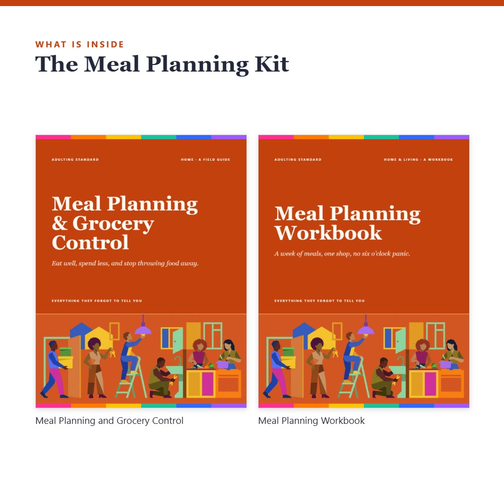 The Meal Planning Kit — contents preview — sample pages