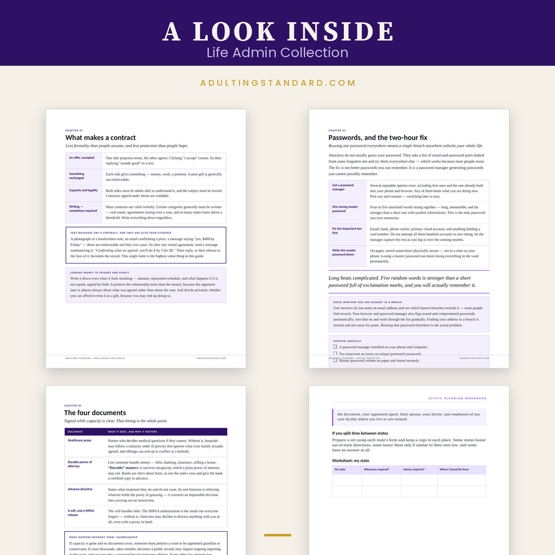 Life Admin Collection — a look inside — sample pages