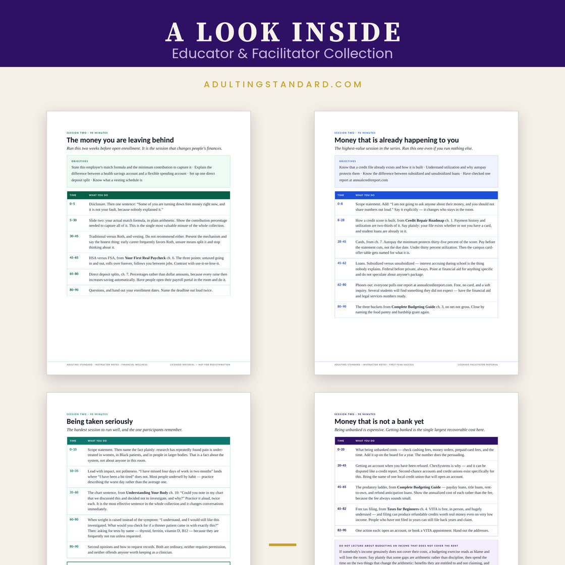 Educator & Facilitator Collection — a look inside — sample pages