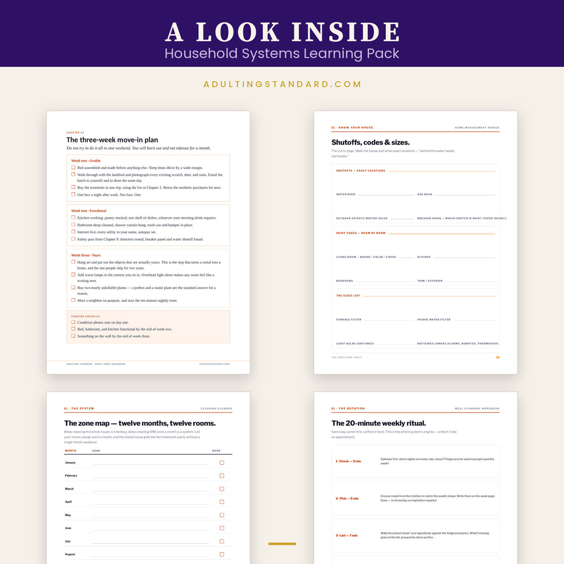 Household Systems Learning Pack — a look inside — sample pages