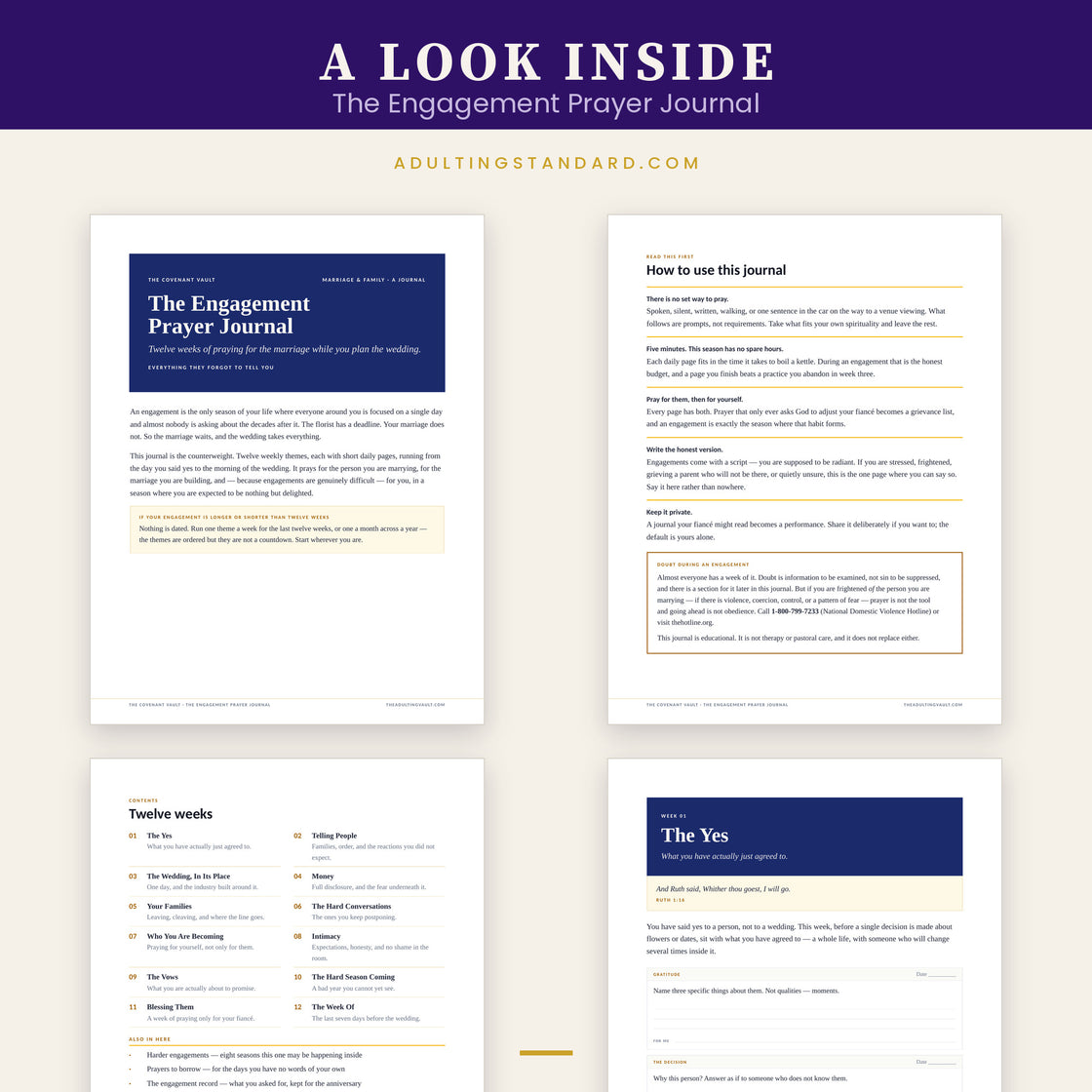 The Engagement Prayer Journal — a look inside — sample pages