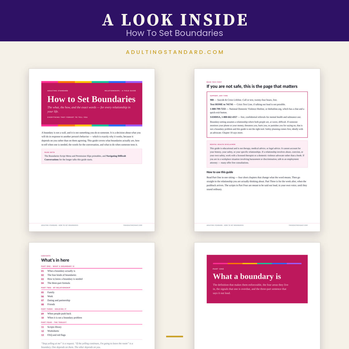 How To Set Boundaries — a look inside — sample pages