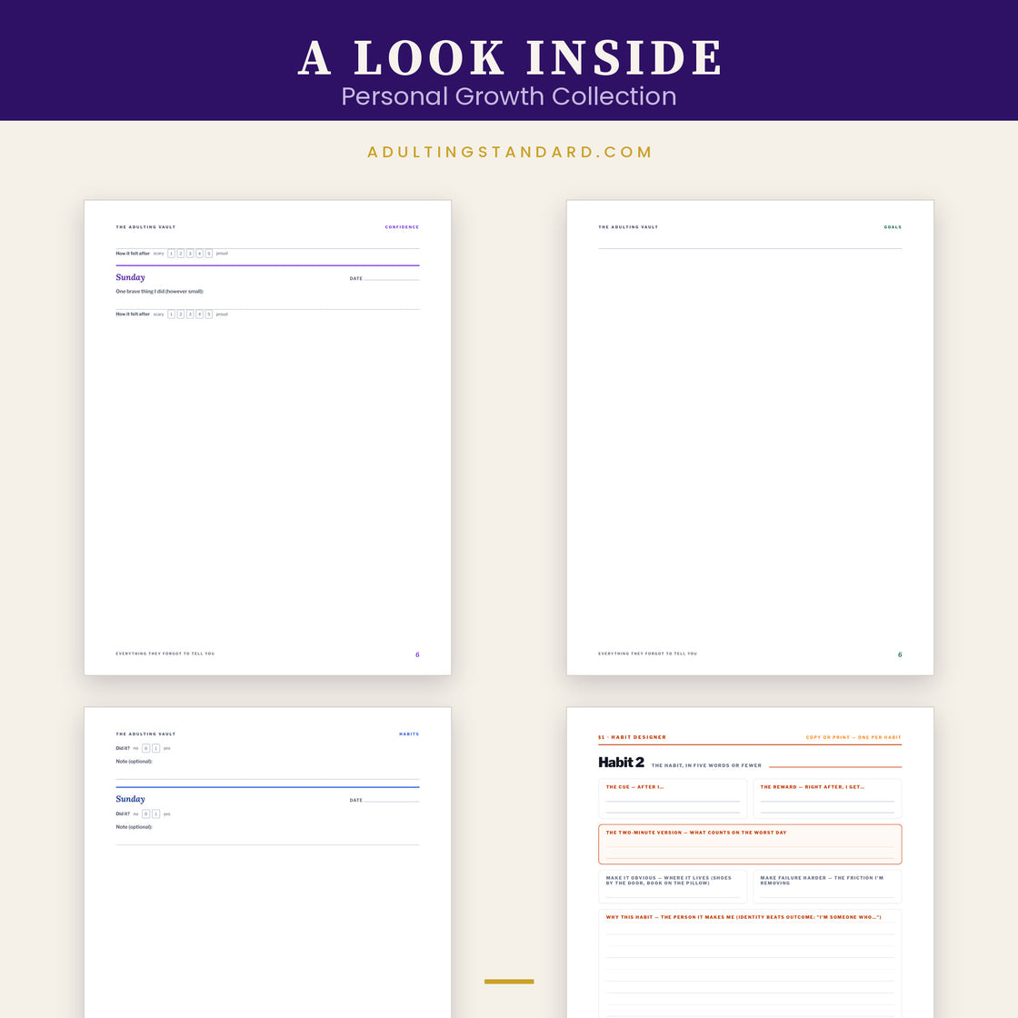 Personal Growth Collection — a look inside — sample pages