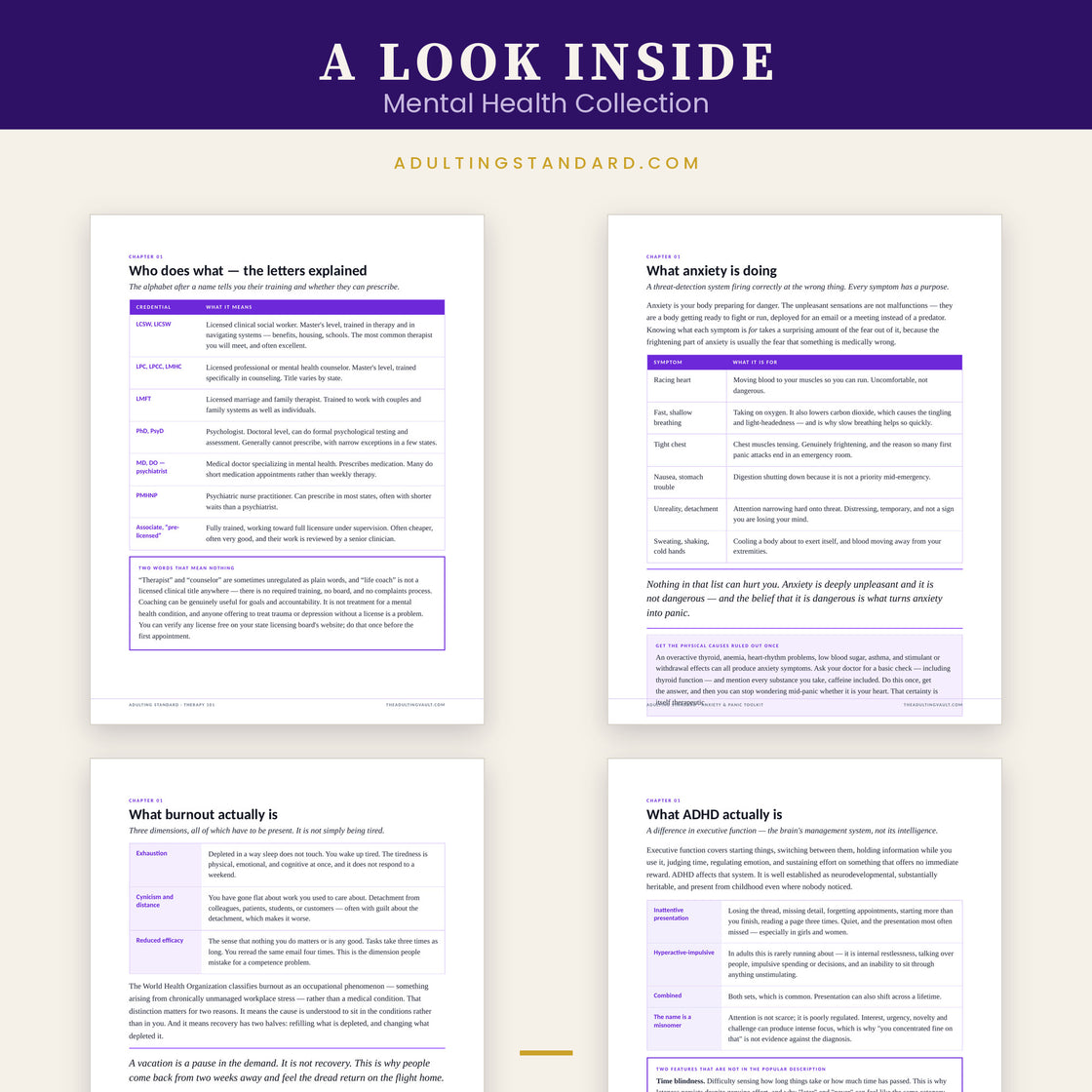 Mental Health Collection — a look inside — sample pages