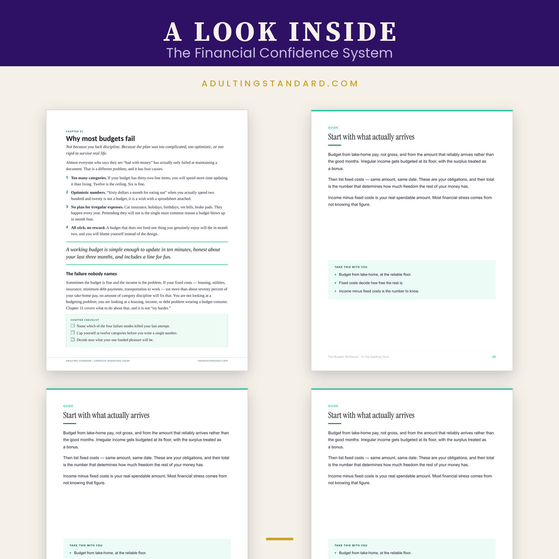 The Financial Confidence System — a look inside — sample pages