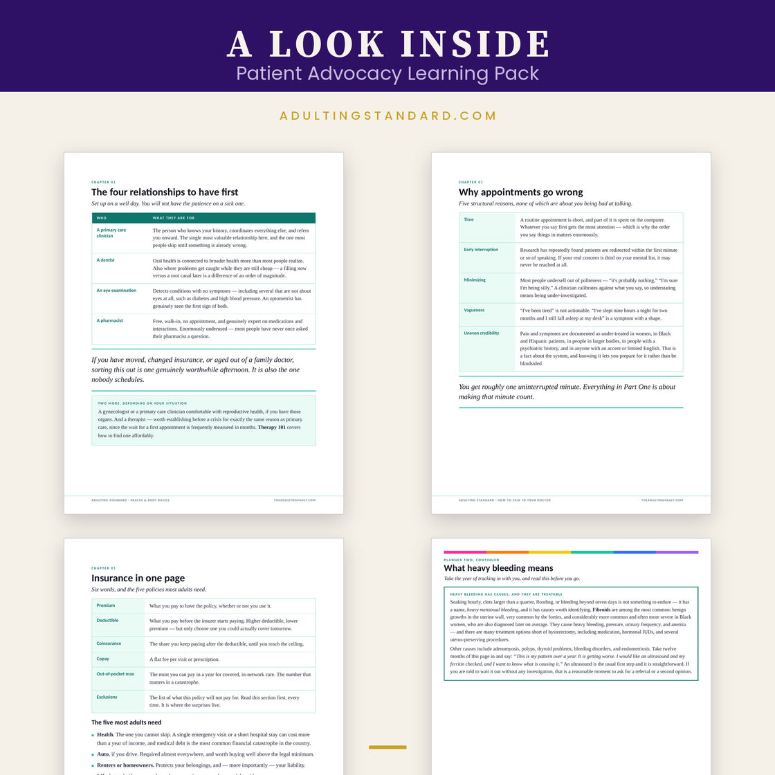 Patient Advocacy Learning Pack — a look inside — sample pages