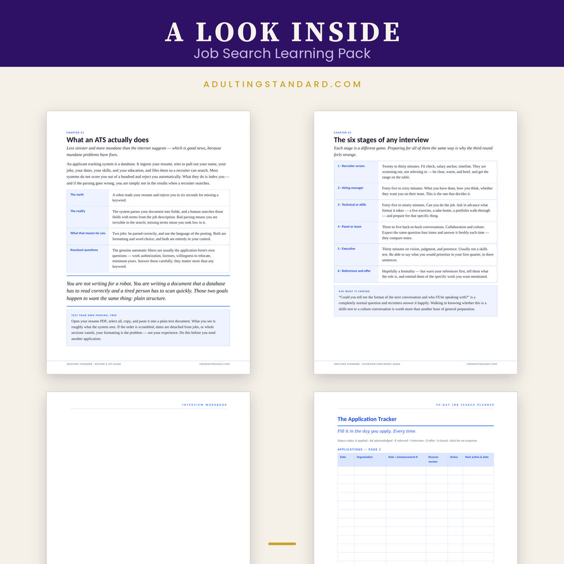 Job Search Learning Pack — a look inside — sample pages