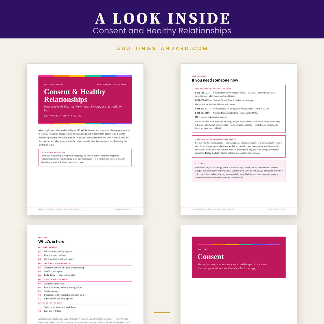 Consent and Healthy Relationships — a look inside — sample pages