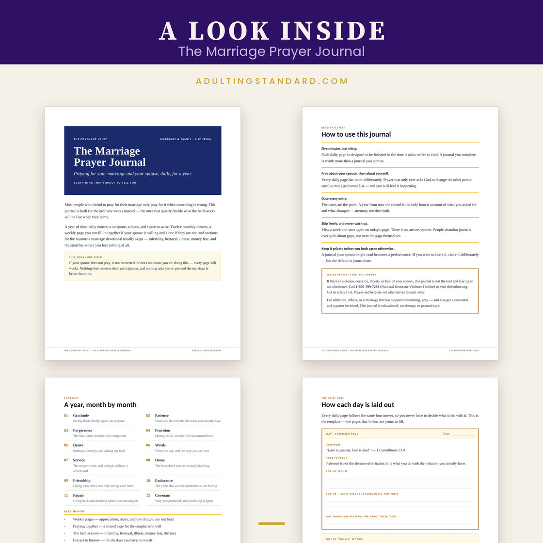 The Marriage Prayer Journal — a look inside — sample pages