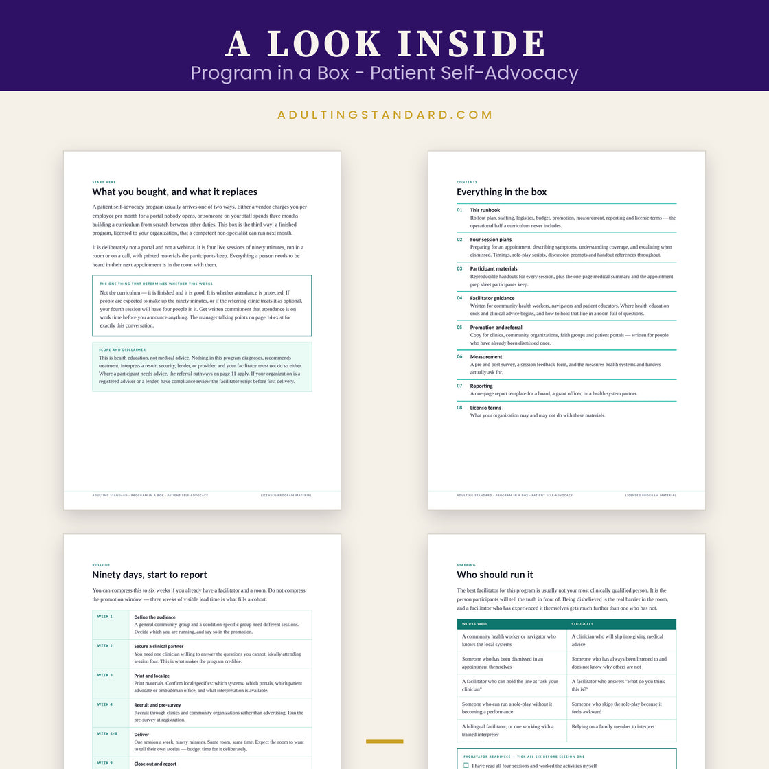 Program in a Box - Patient Self-Advocacy — a look inside — sample pages