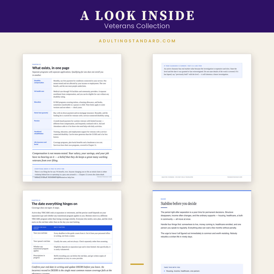 Veterans Collection — a look inside — sample pages