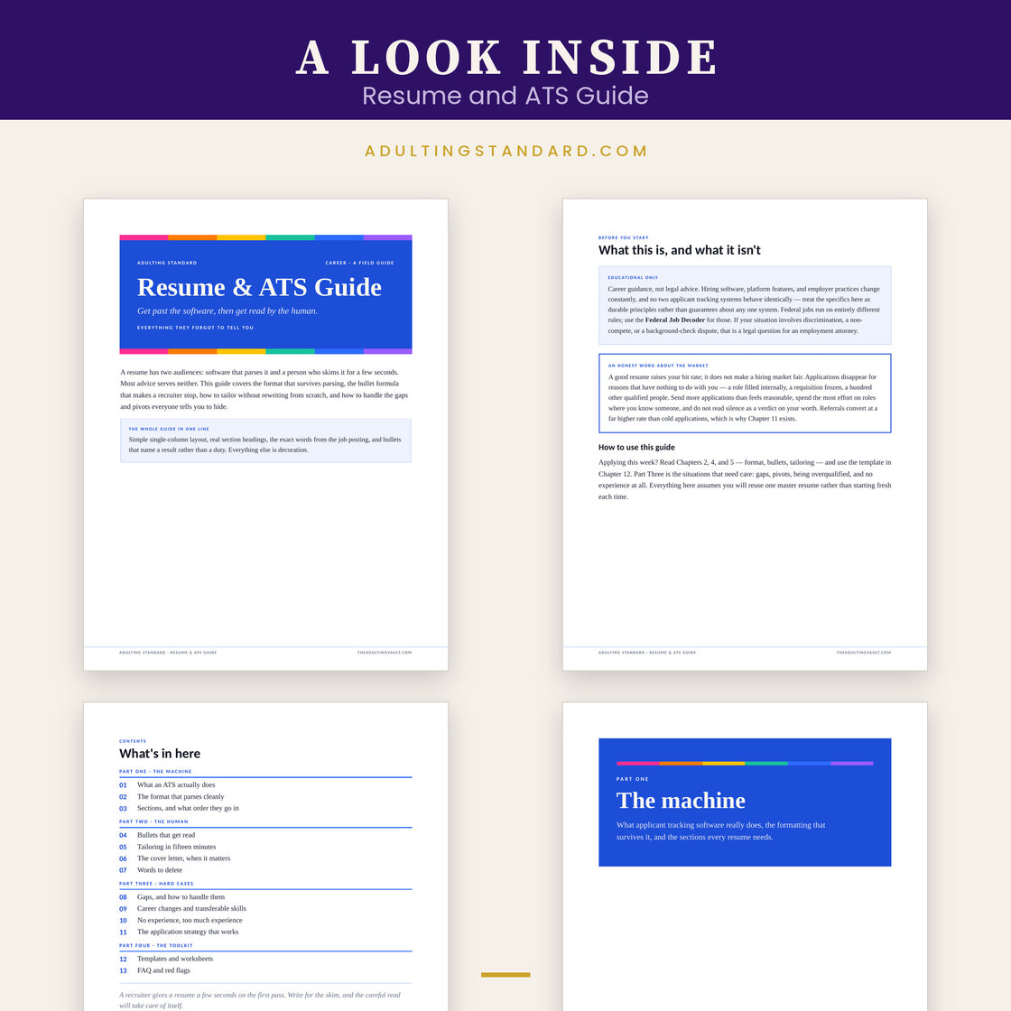 Resume and ATS Guide — a look inside — sample pages