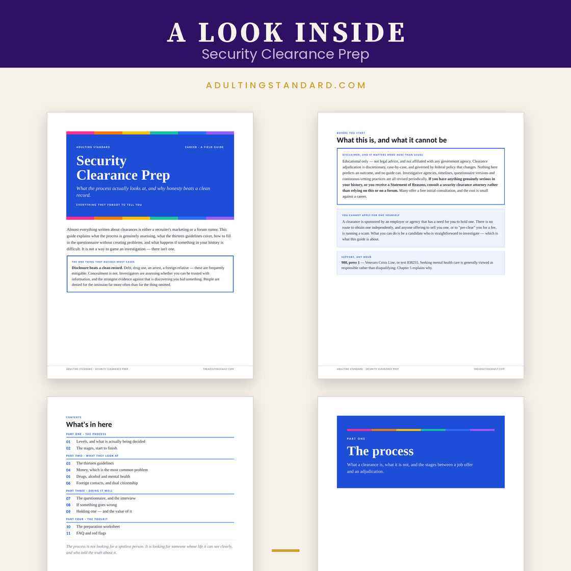 Security Clearance Prep — a look inside — sample pages