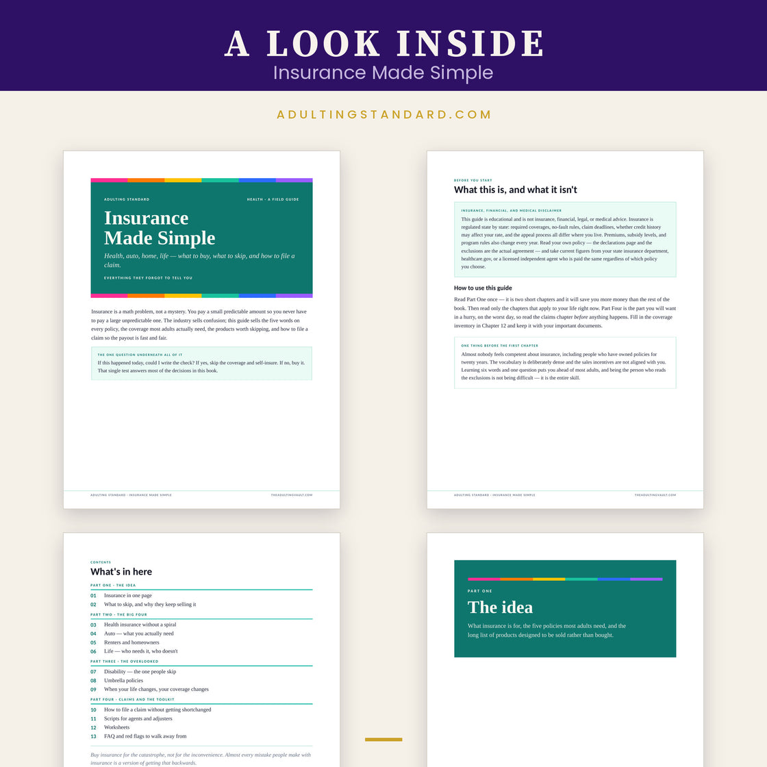 Insurance Made Simple — a look inside — sample pages