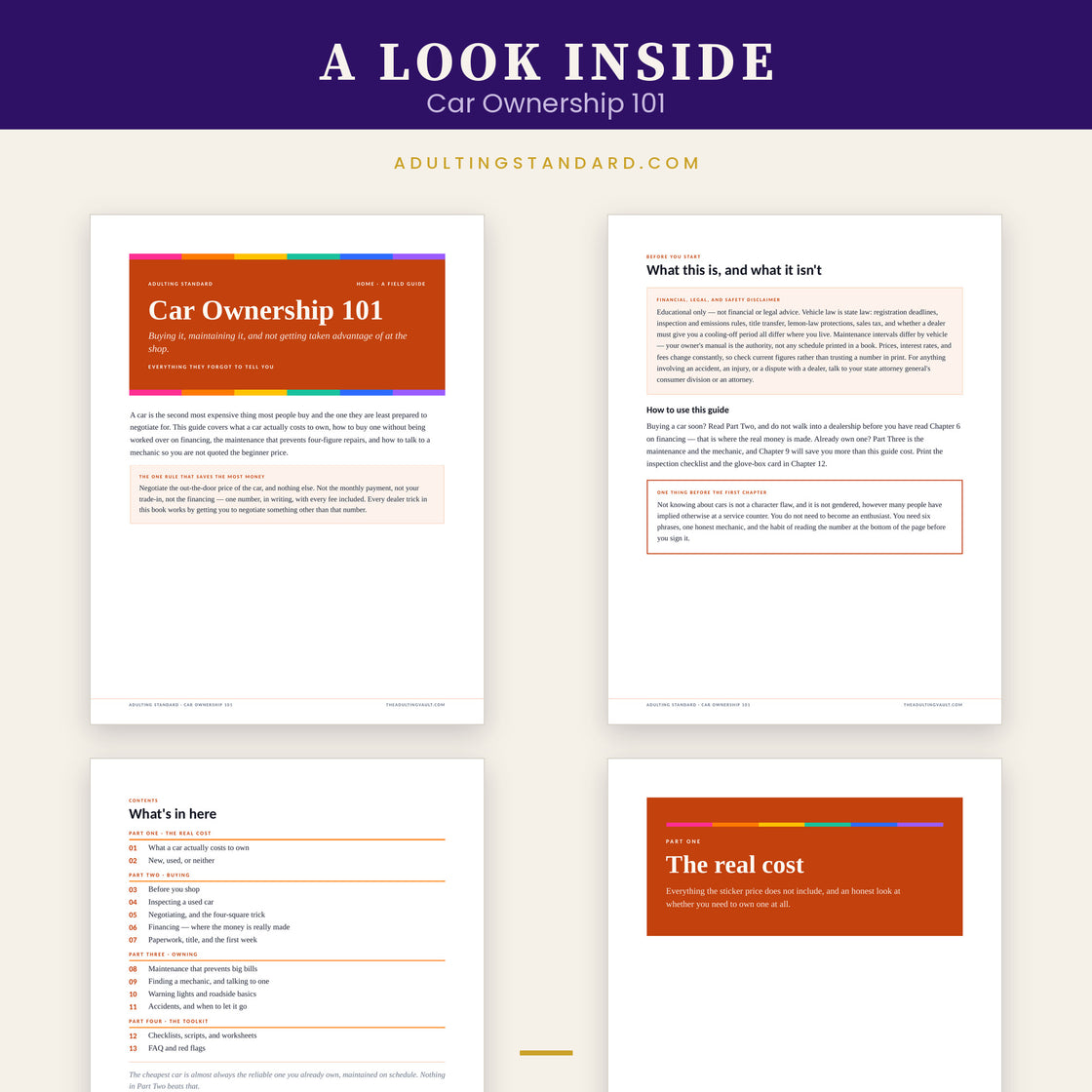 Car Ownership 101 — a look inside — sample pages