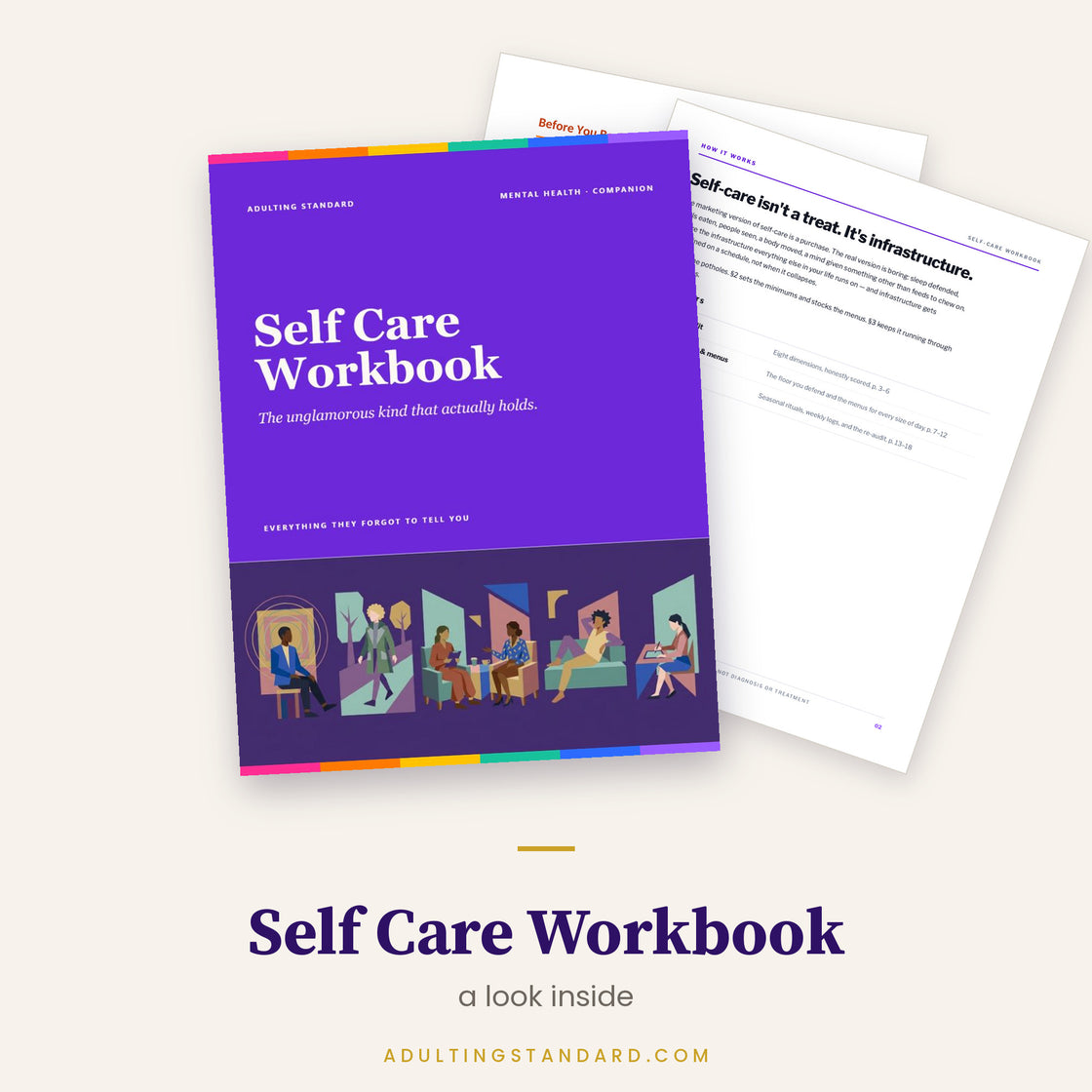 Self Care Workbook — a look inside — sample pages