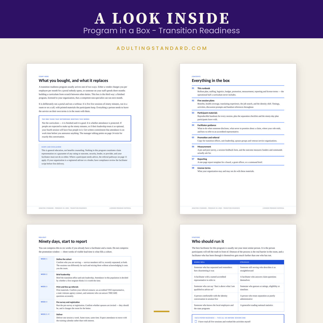 Program in a Box - Transition Readiness — a look inside — sample pages