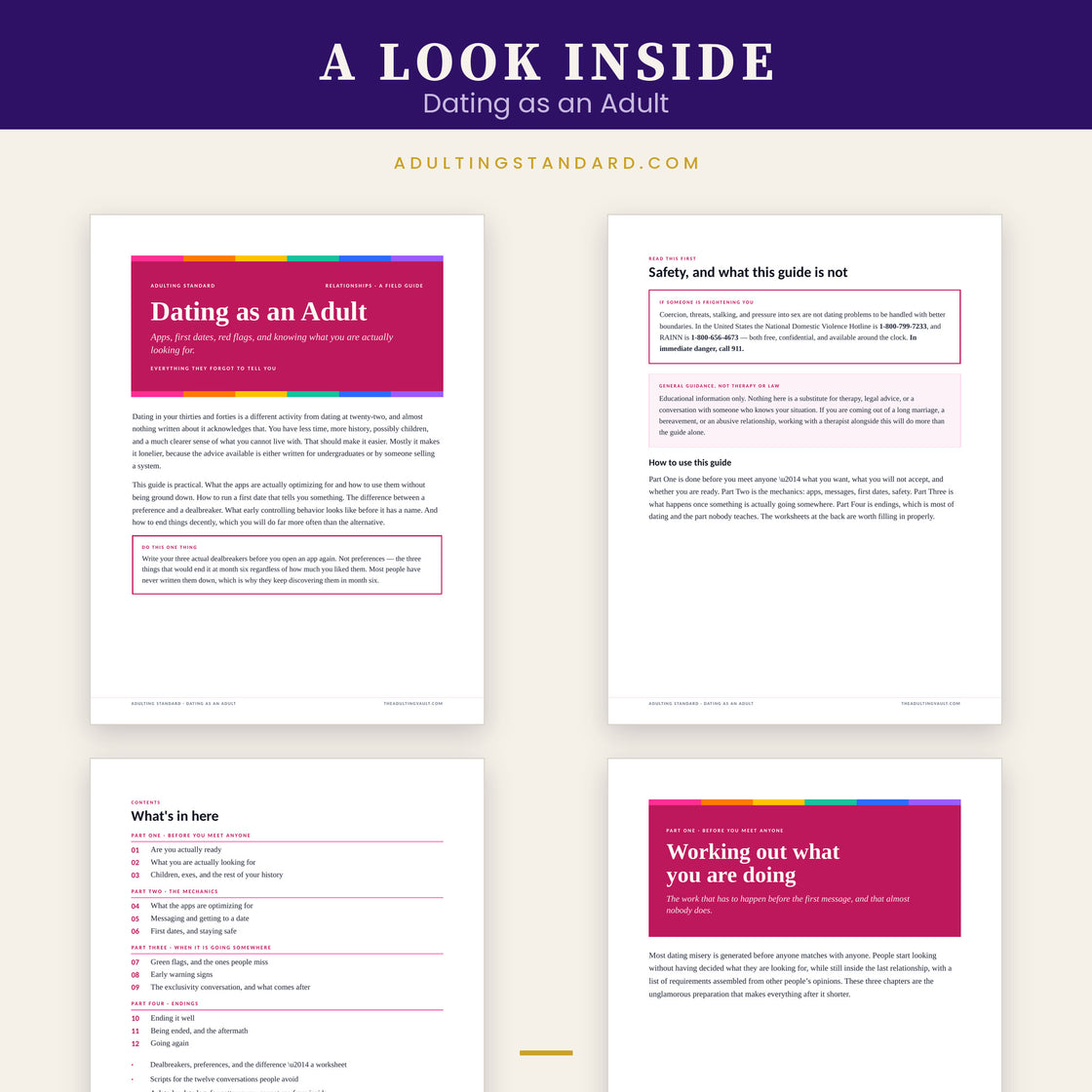 Dating as an Adult — a look inside — sample pages