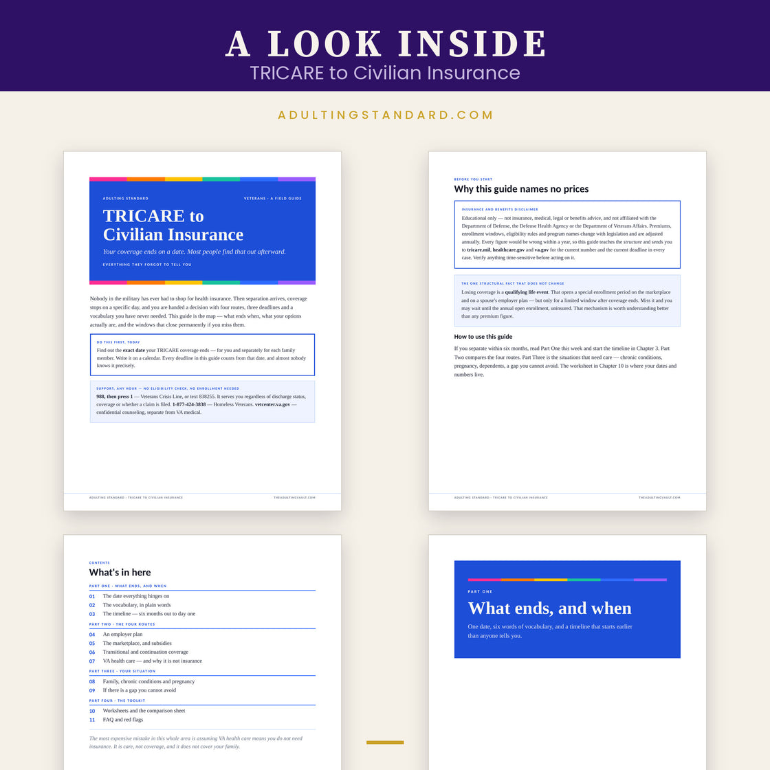 TRICARE to Civilian Insurance — a look inside — sample pages