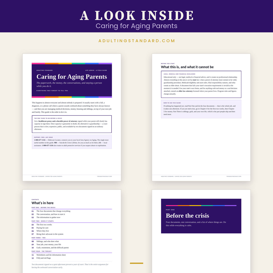 Caring for Aging Parents — a look inside — sample pages