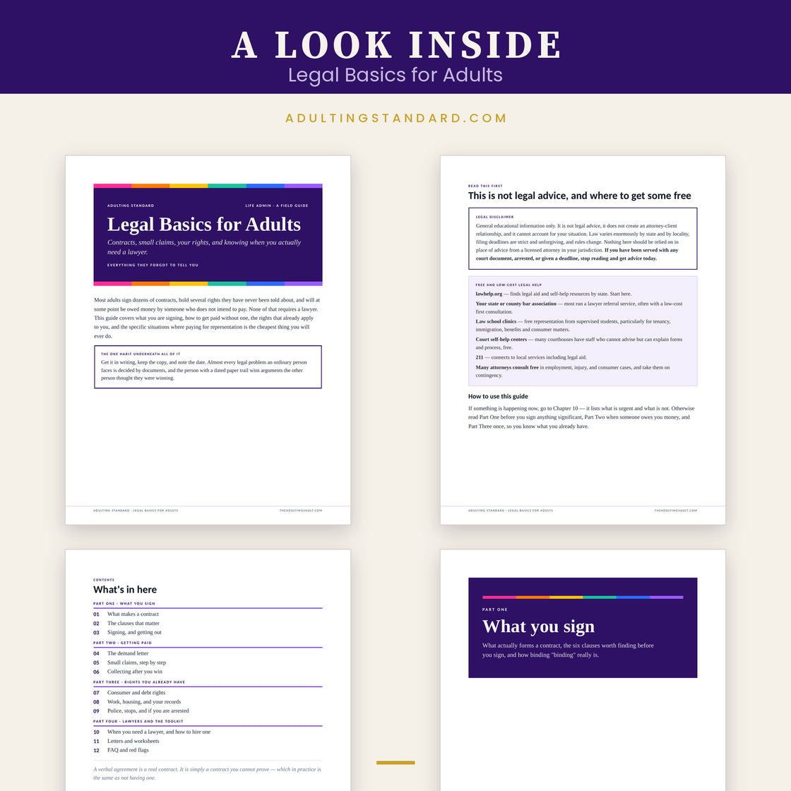 Legal Basics for Adults — a look inside — sample pages