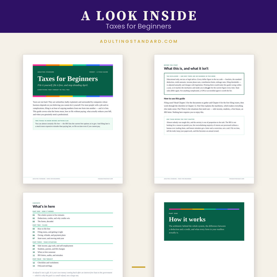 Taxes for Beginners — a look inside — sample pages