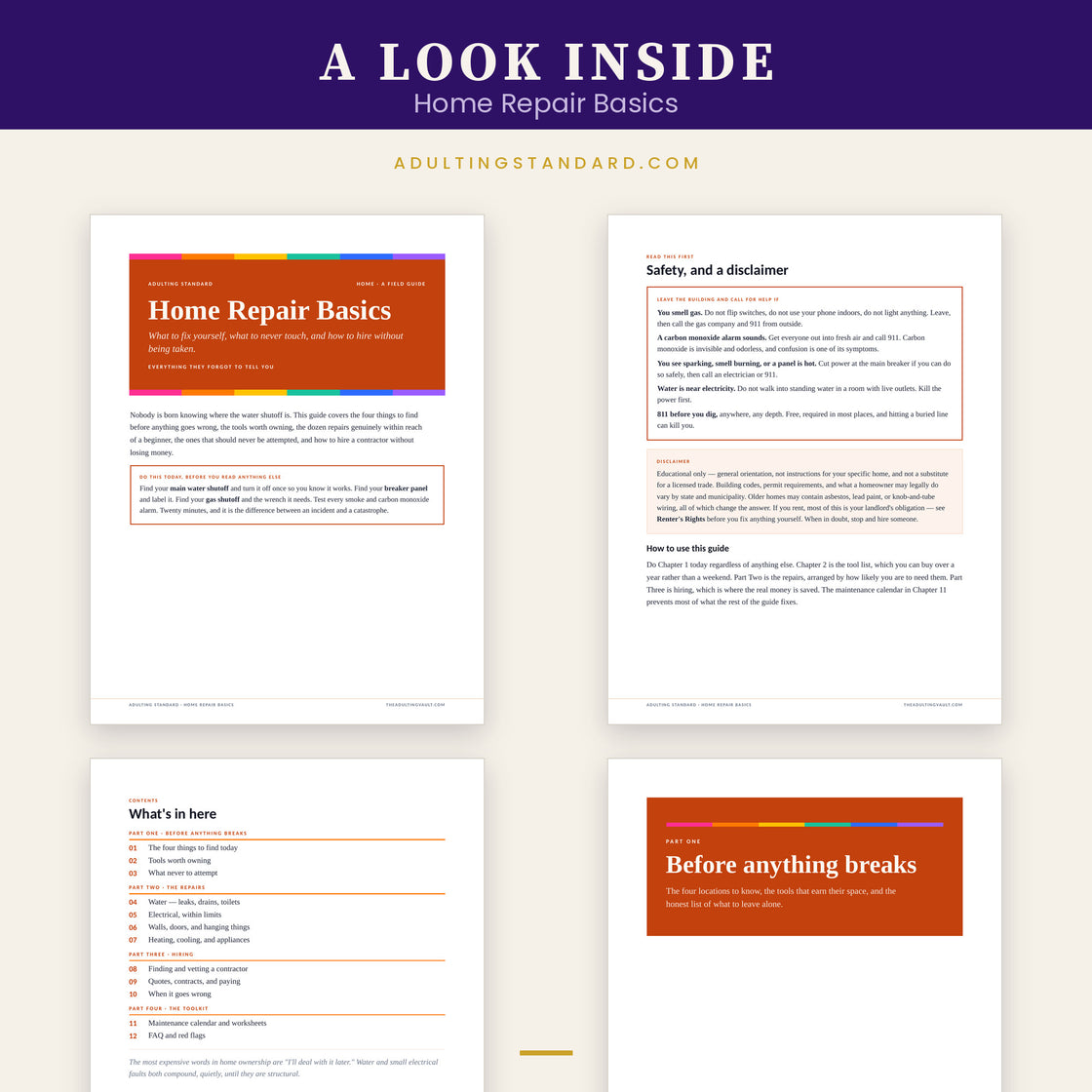 Home Repair Basics — a look inside — sample pages