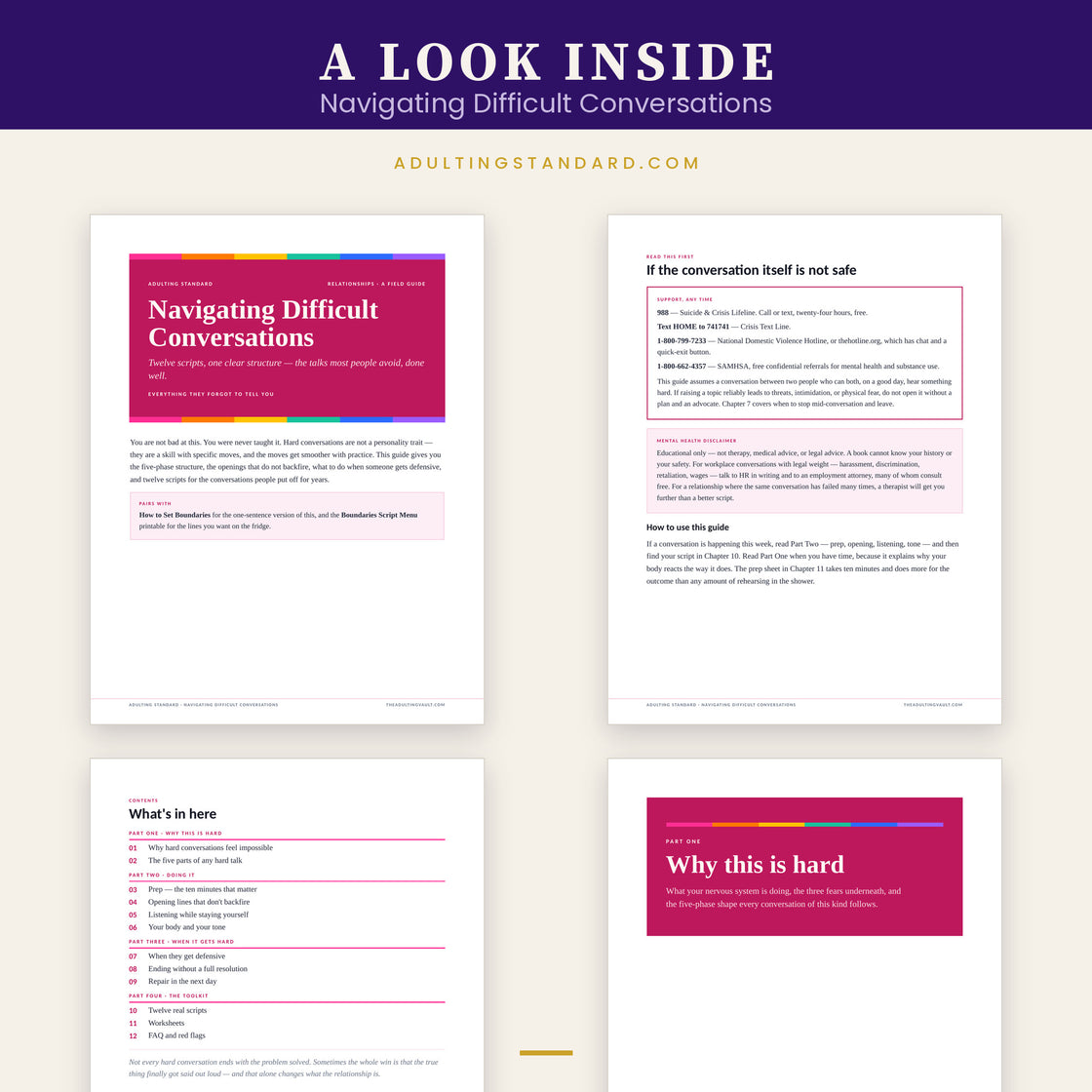 Navigating Difficult Conversations — a look inside — sample pages
