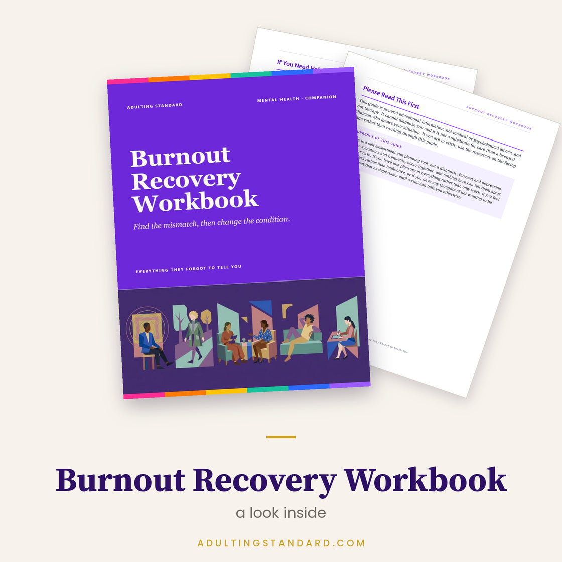 Burnout Recovery Workbook — a look inside — sample pages