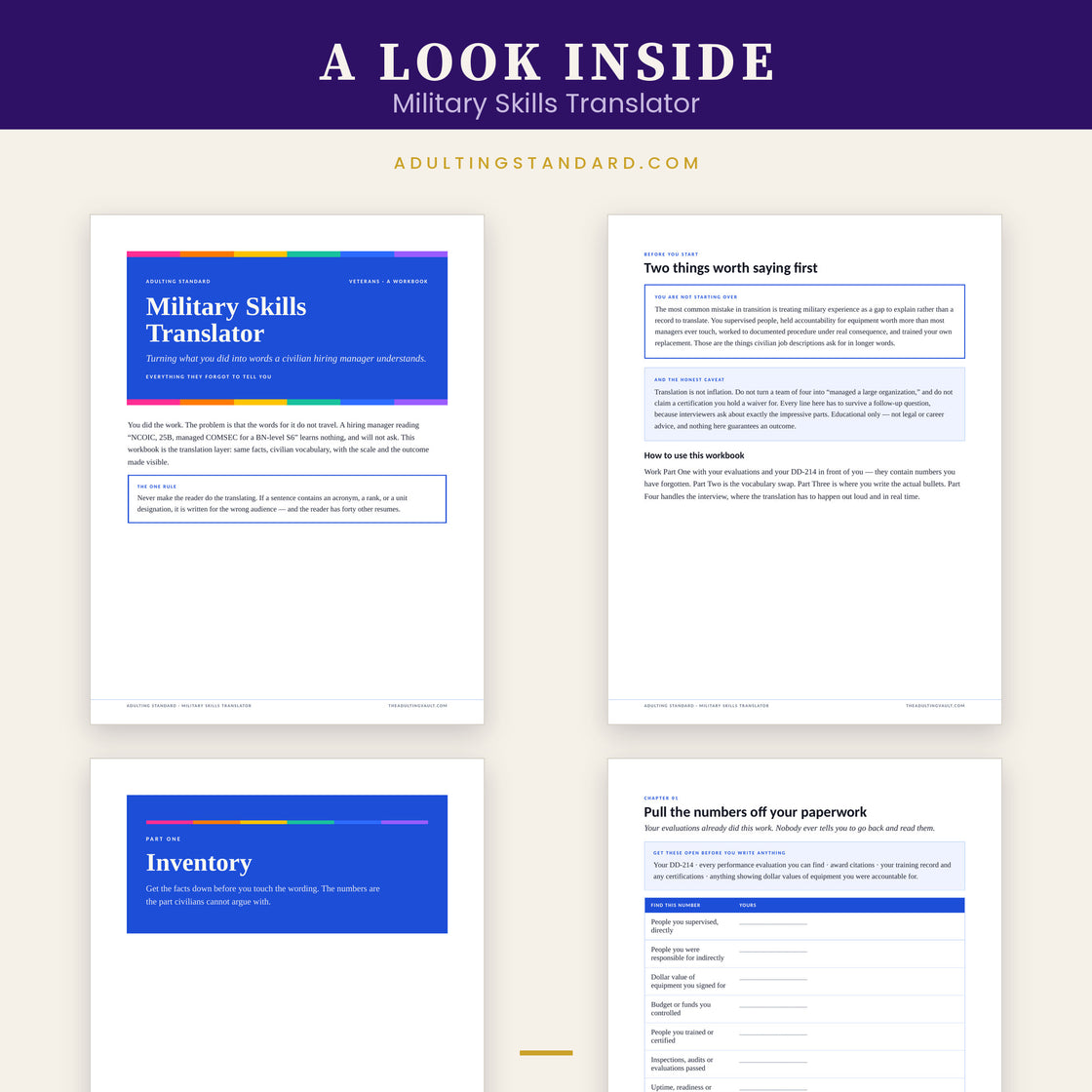 Military Skills Translator — a look inside — sample pages