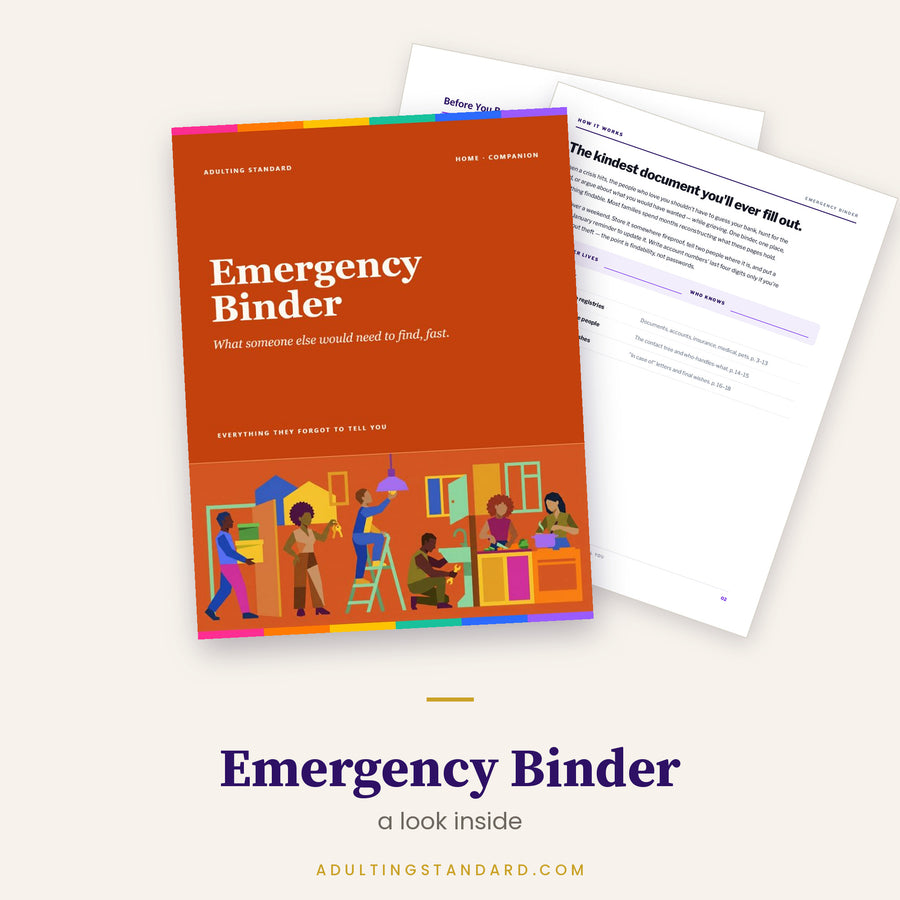Emergency Binder — a look inside
