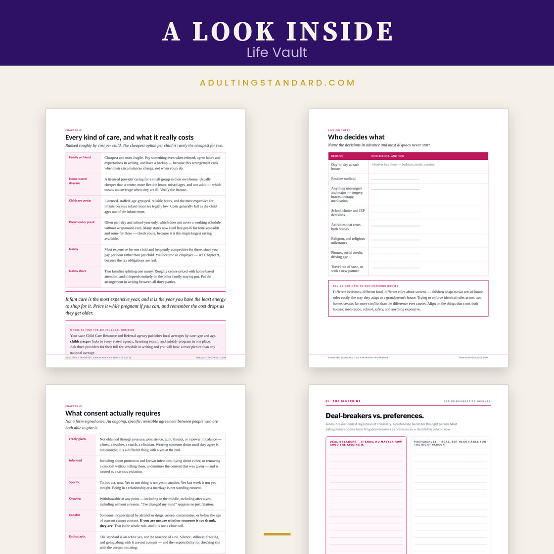 Life Vault — a look inside — sample pages