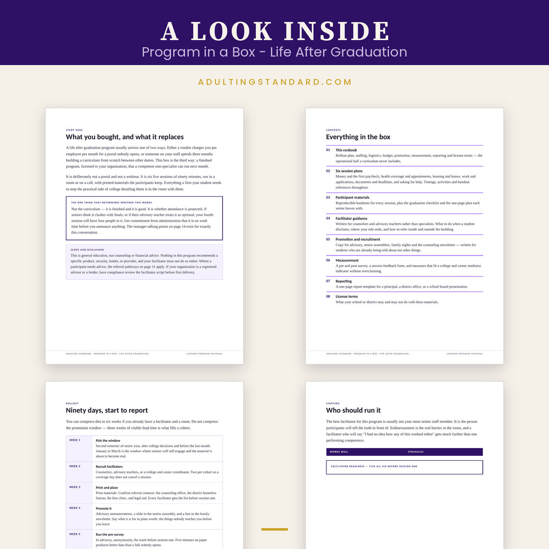 Program in a Box - Life After Graduation — a look inside — sample pages