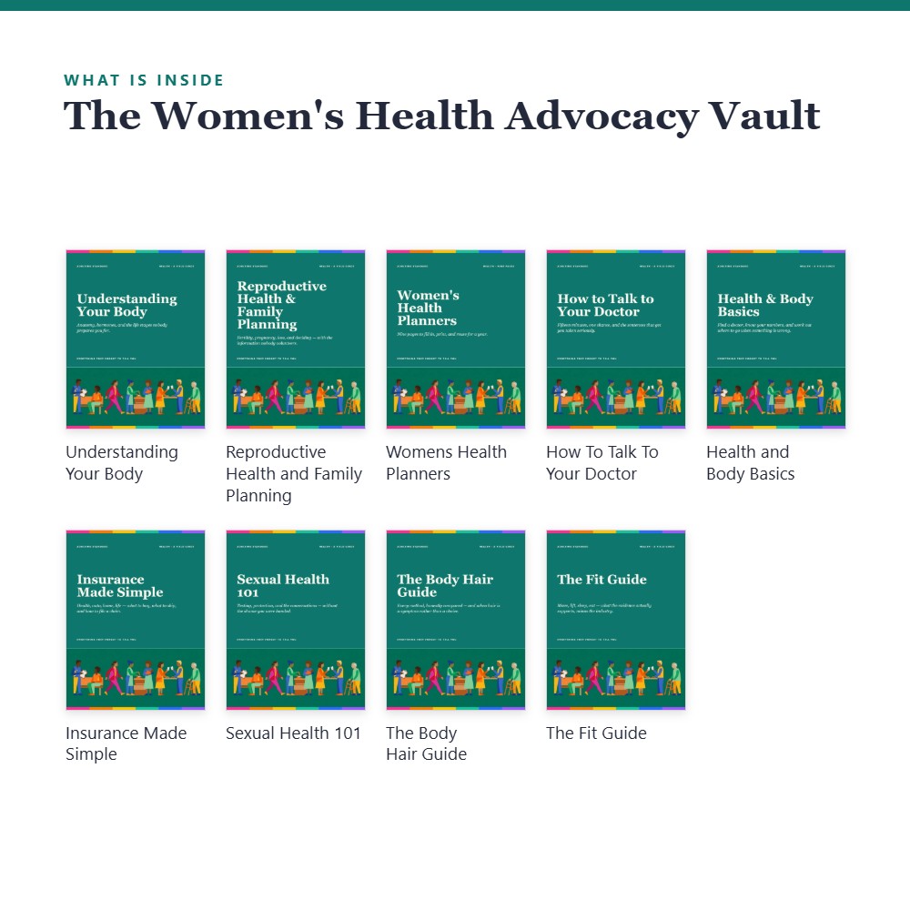 The Women's Health Advocacy Vault — contents preview — sample pages