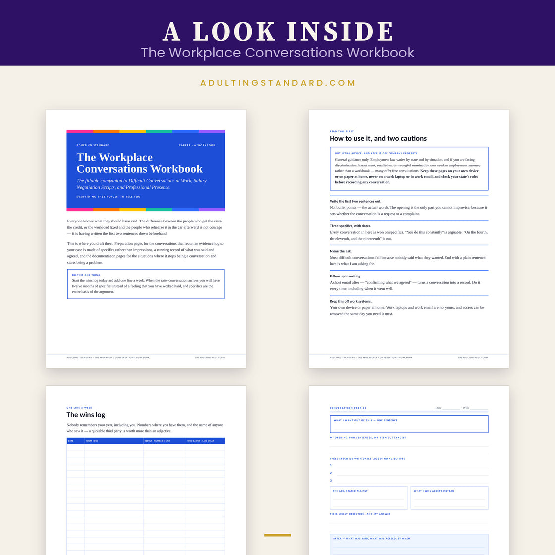 The Workplace Conversations Workbook — a look inside — sample pages