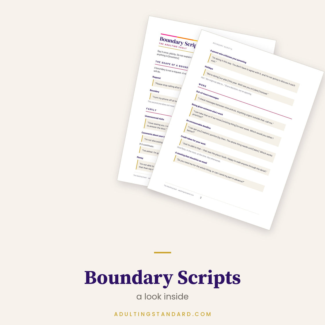 The Boundaries Kit — Print Edition - a look inside — sample pages