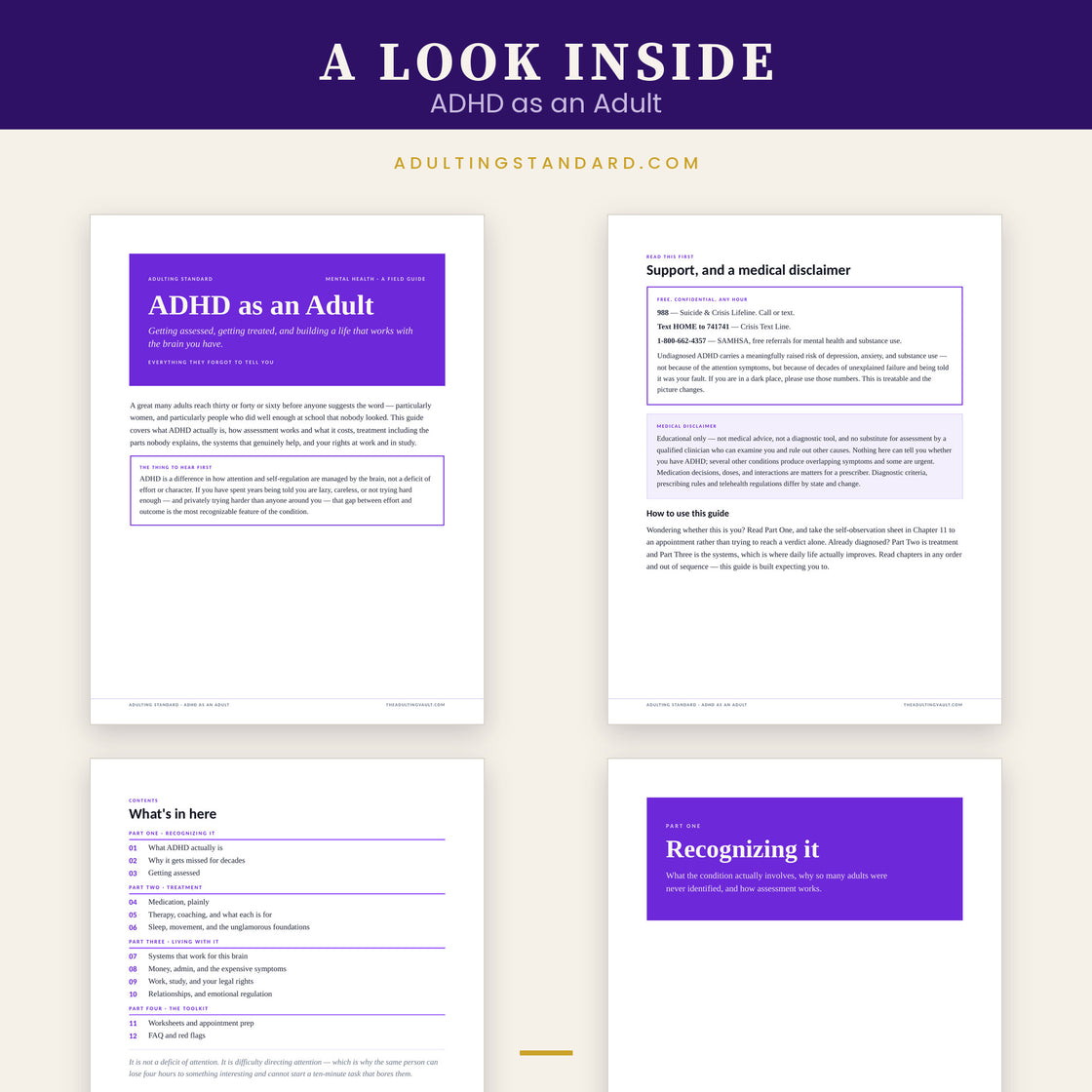 ADHD as an Adult — a look inside — sample pages
