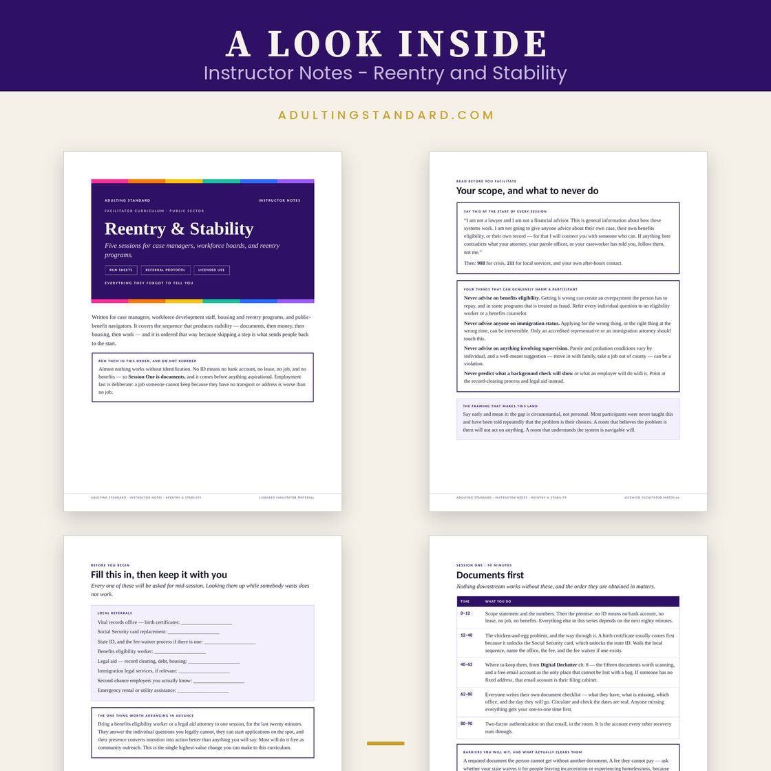 Instructor Notes - Reentry and Stability — a look inside — sample pages