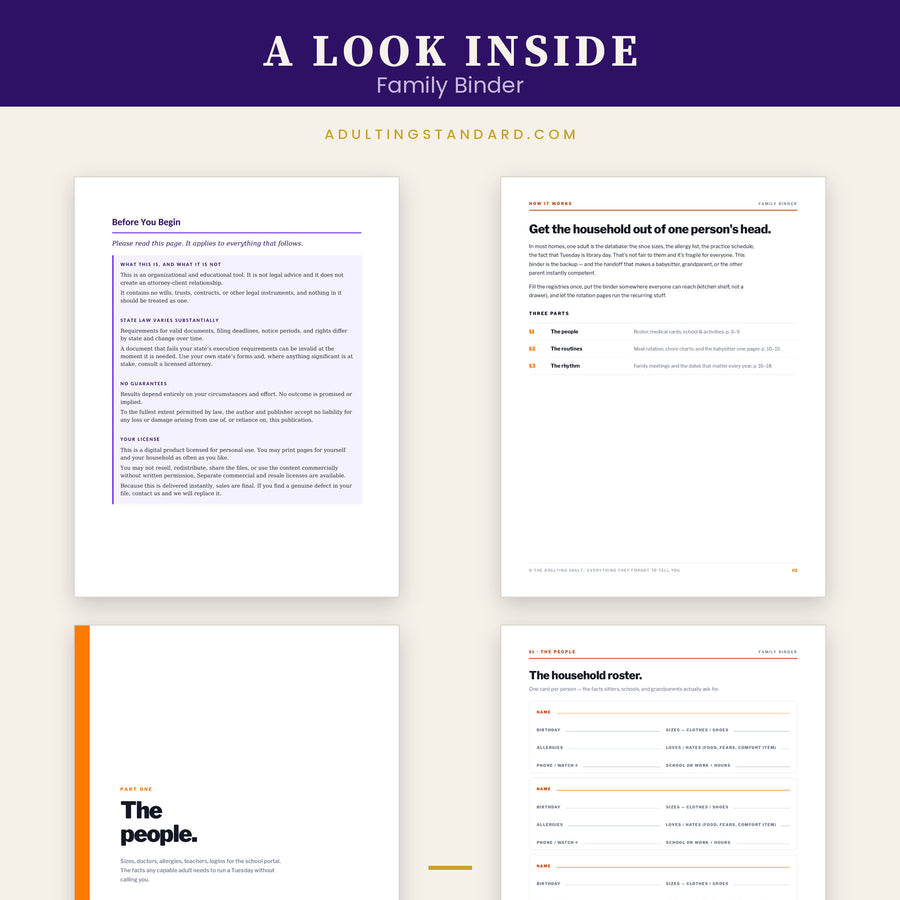 Family Binder — a look inside