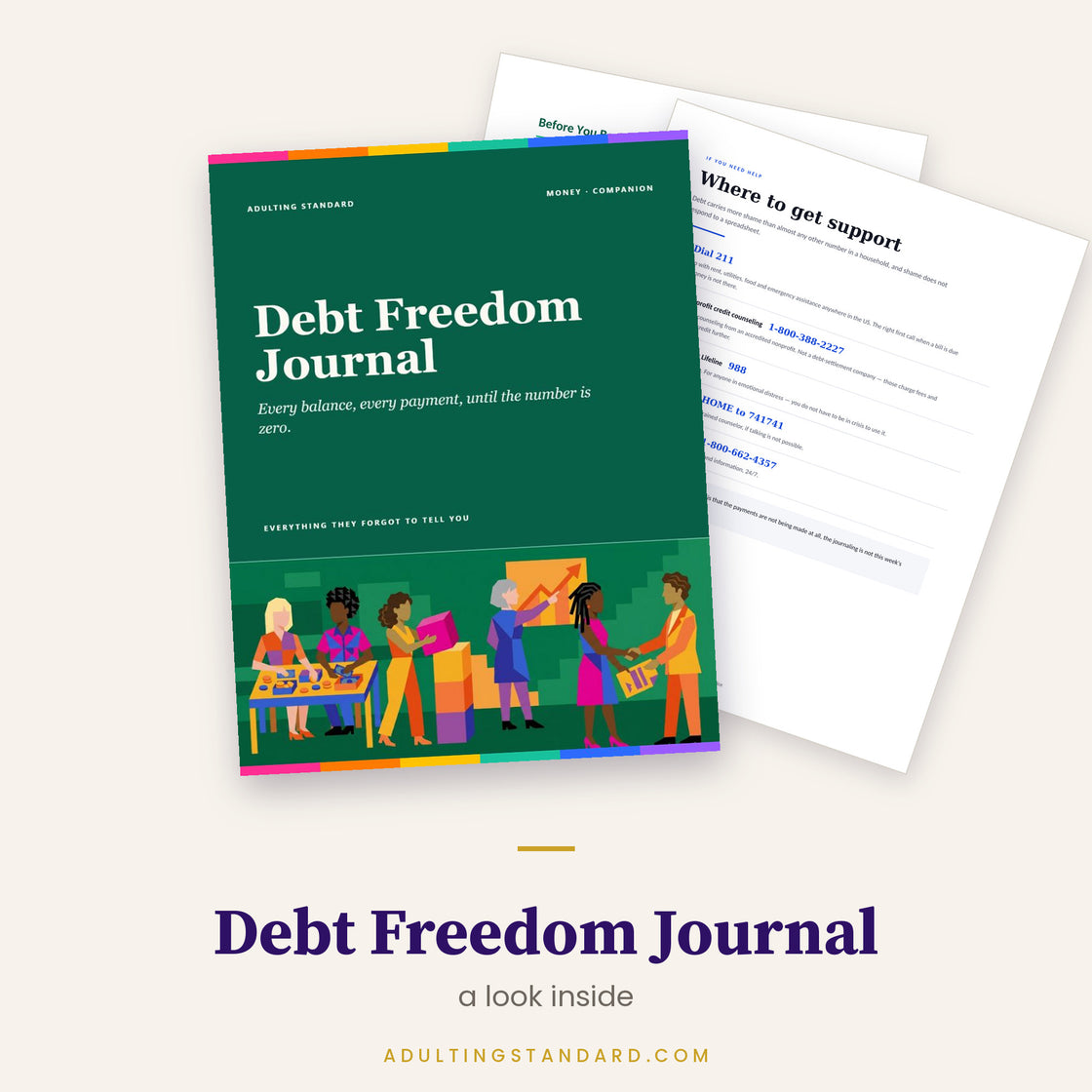Debt Freedom Journal — a look inside — sample pages