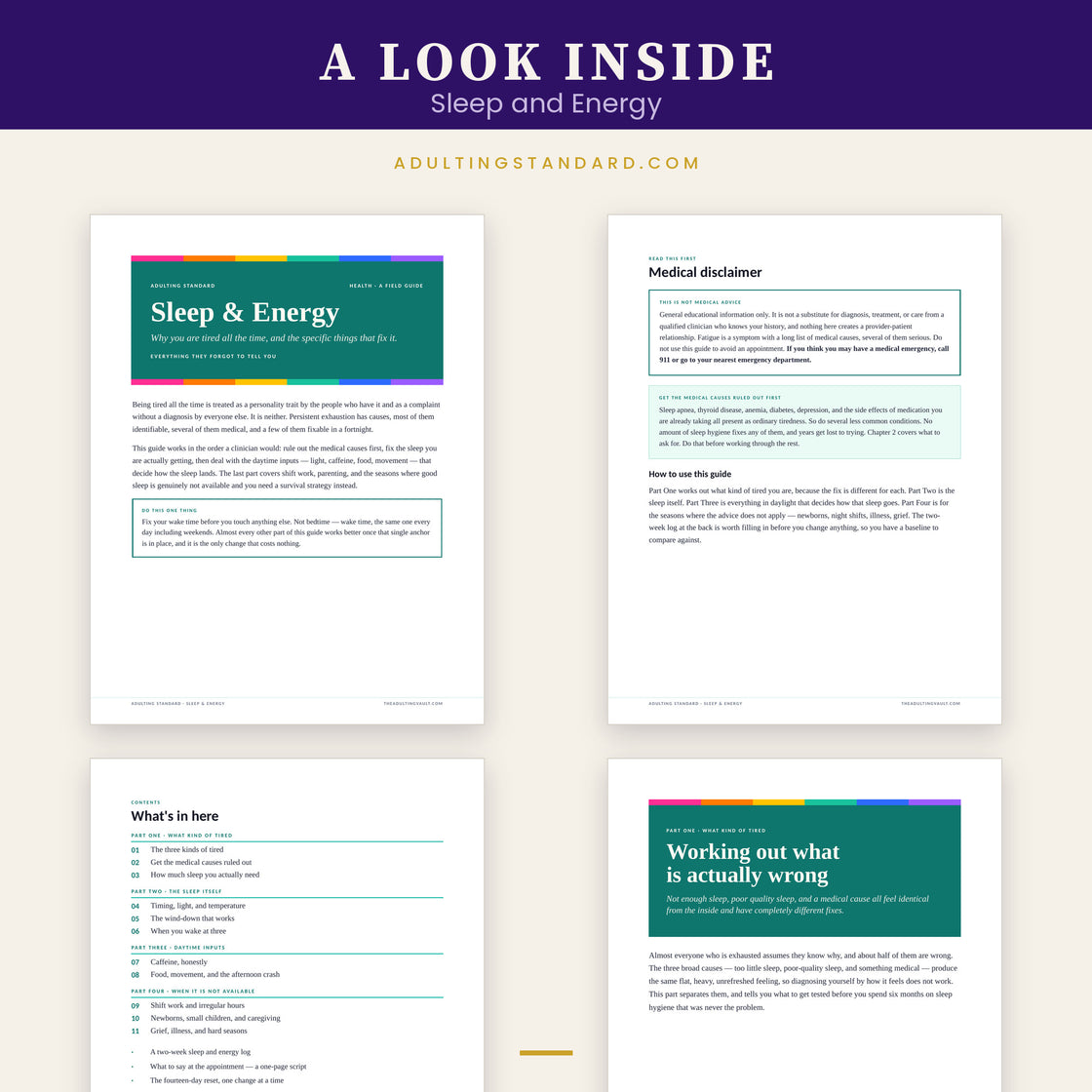 Sleep and Energy — a look inside — sample pages